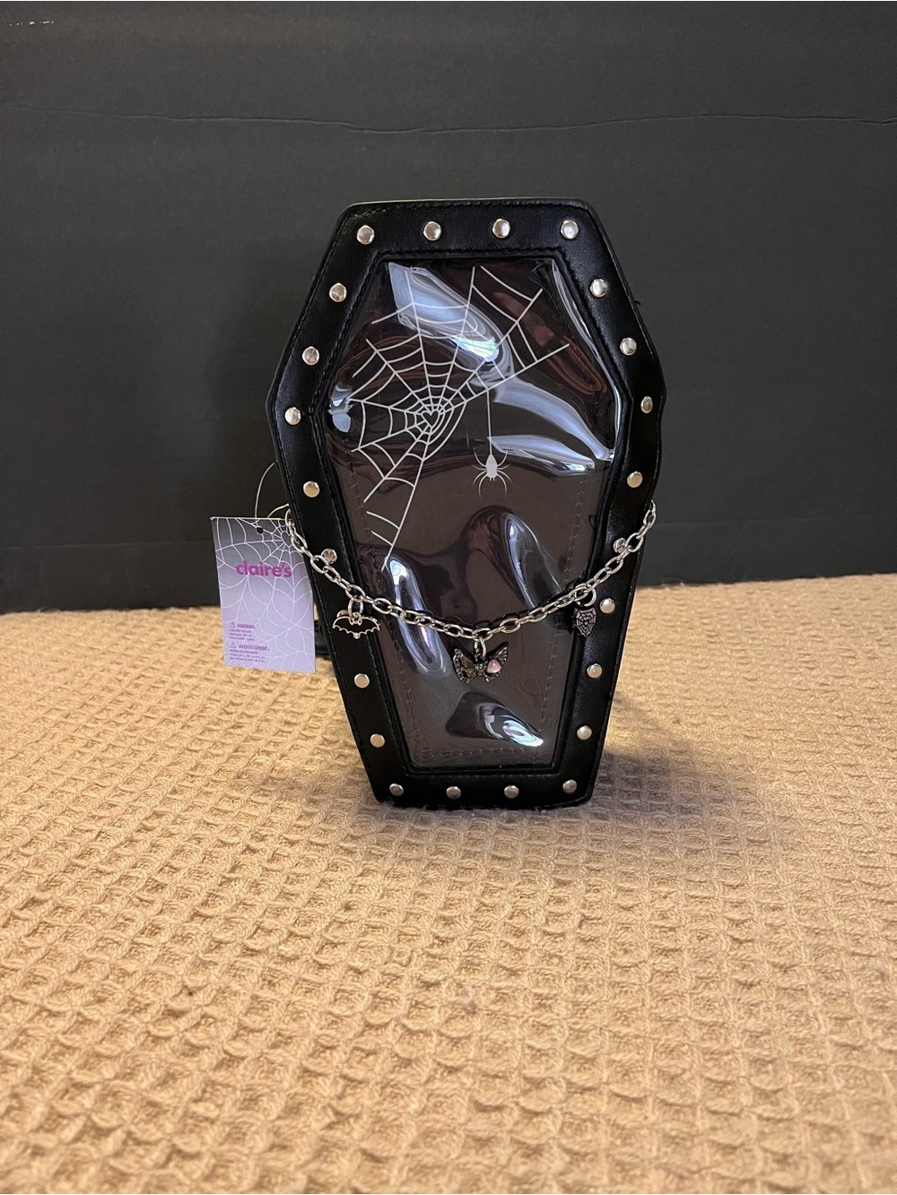 Claire's Black Coffin-Shaped Gothic/Halloween Crossbody Purse